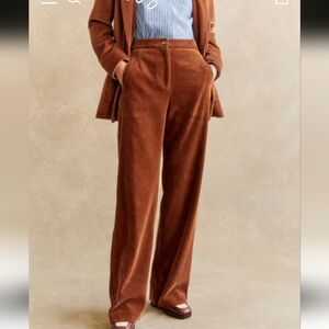 Sezane Corduroy Wide-Leg Pants in Rich Brown